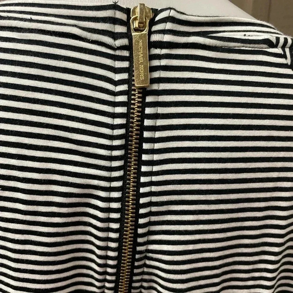 Michael Kors  Striped Black White Shirt Mini Dress Size Large - Picture 9 of 10